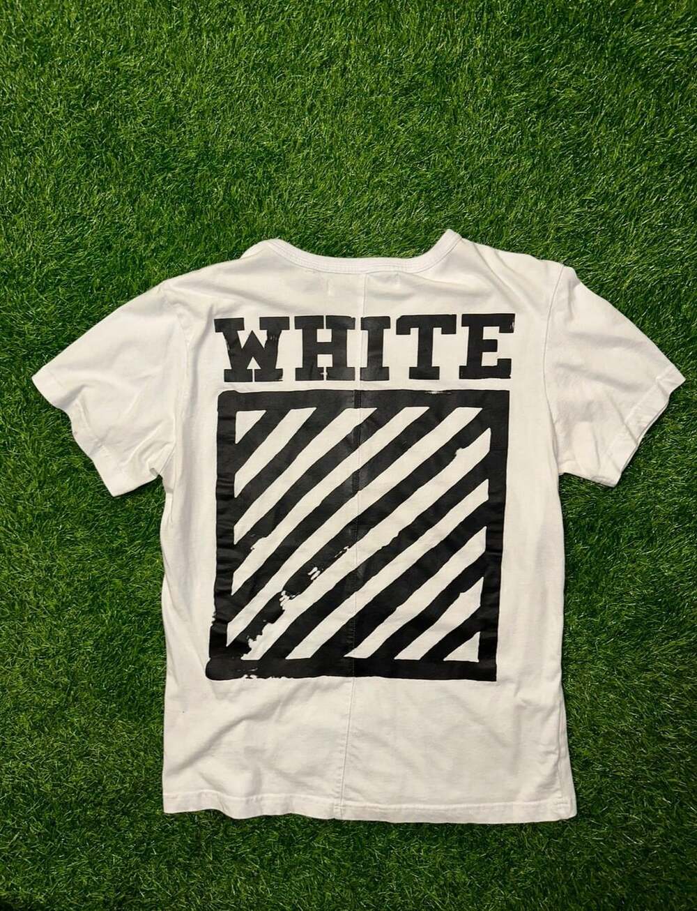 Off-White Brush Diagonals T-Shirt Size M White Cotton